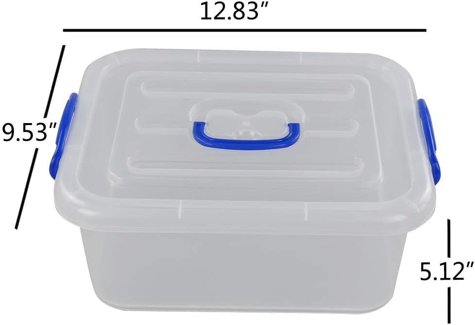 Morcte 8 Liter Clear Latching Box, Plastic Storage Bin with Handle, 2-Pack