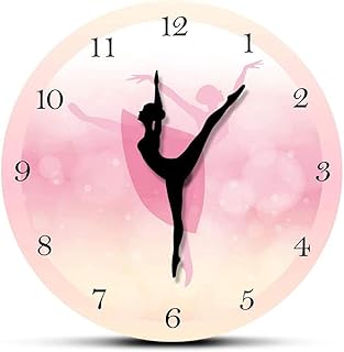 NIUMM Orologio da Parete Ragazza Camera da Letto Decor Balletto Ragazza Principessa Rosa Orologio da Parete Neonata Danza Orologio da Parete Ballerina Movimento Gamba Orologio da Ballo Silenzioso