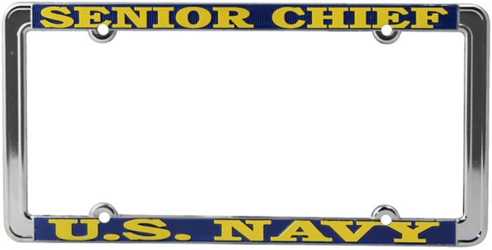 US Navy Senior Chief License Plate Frame, Thin Rim