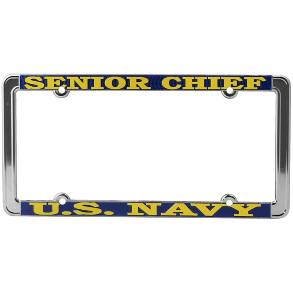 US Navy Senior Chief License Plate Frame, Thin Rim