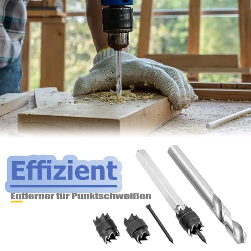 Mesee 10 Stück Punktschweißschneider-Set, 3/8 & 5/16 Schweißpunktbohrer, HSS Doppelseitige Schweißpunktfräser, Plattentrenner für Bohrmaschine, Schweißen, Autokarosseriearbeitswerkzeug
