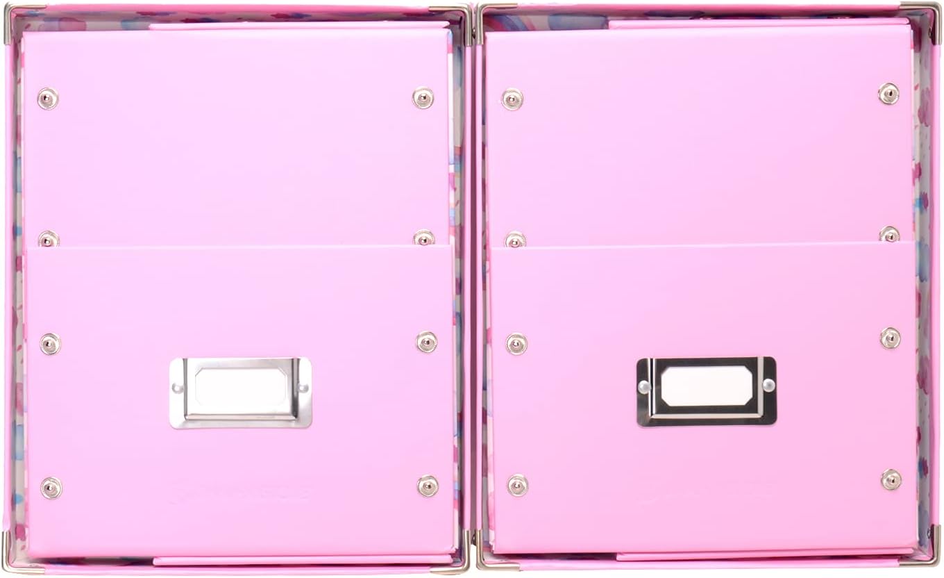 Snap-N-Store Kids Storage Box, Small, 9.25 x 5.63 x 8.13 Inches, Pink/Rainbow, 2 Pack, SNS02426