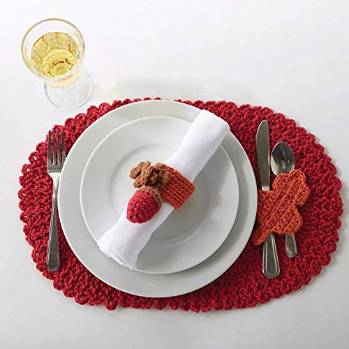 Bernat Handicrafter Cotton Solids Yarn - (4) Medium Gauge 100% Cotton - 1.75Oz - Red - Machine Wash & Dry #TOP5