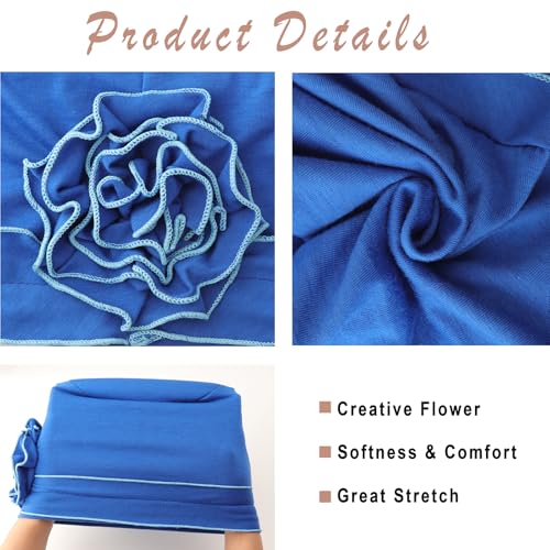 Image of DRESHOW 4 Pcs Cotton Beanie Turban Headwear for Women Elastic Chemo Hats Soft Cancer Headwear Covers Wraps for Women's Hair