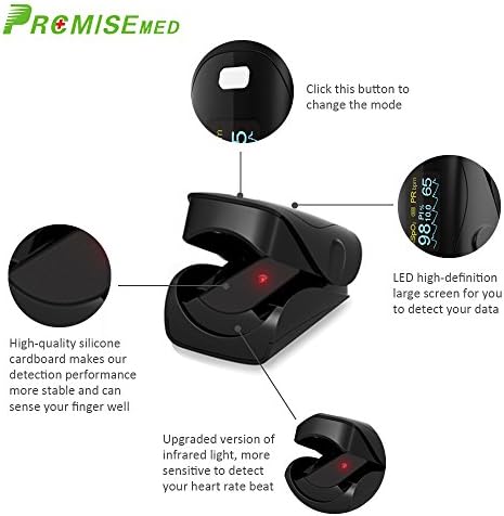 Pulse Oximeter PRCMISEMED Pro Sports and Aviation Finger-Unit Spot Check Oxygen Monitor Finger with Lanyard (OLED,Black)