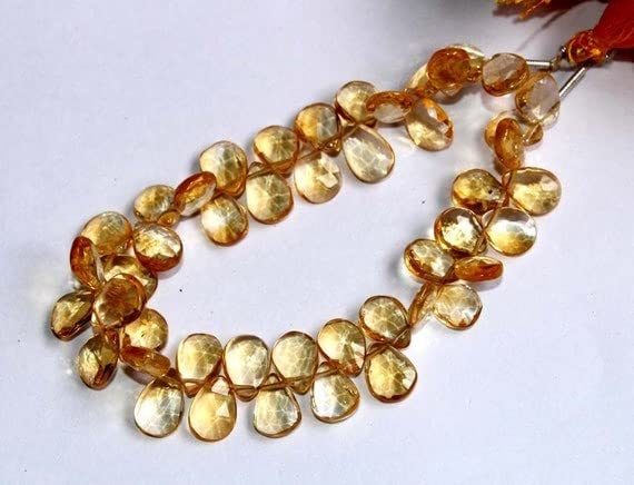 Citrine naturelle taillée en poire pour bijoux haut de gamme de 7 pouces