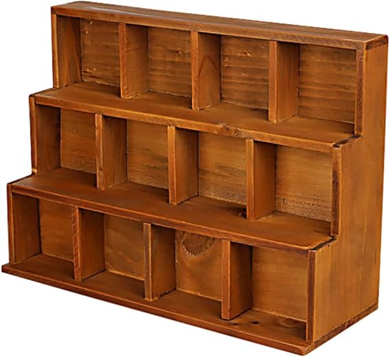 Book Display Stand Wooden Shadow Box Display Shelf: Wall Mounted Rustic Display Rack Multi Layer Stand for Action Figure Mini Figurine Vendors Figures Perfumes Jewelry Floating Wall Shelves