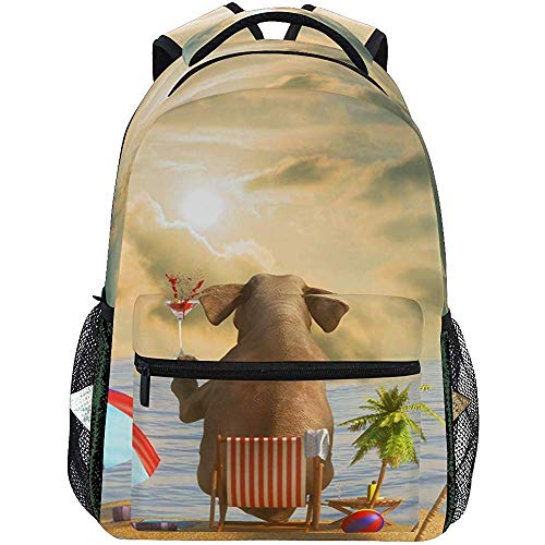 Beating Heart Mochila con patrón de Elefante Escolar de Viaje para Estudiantes Informal