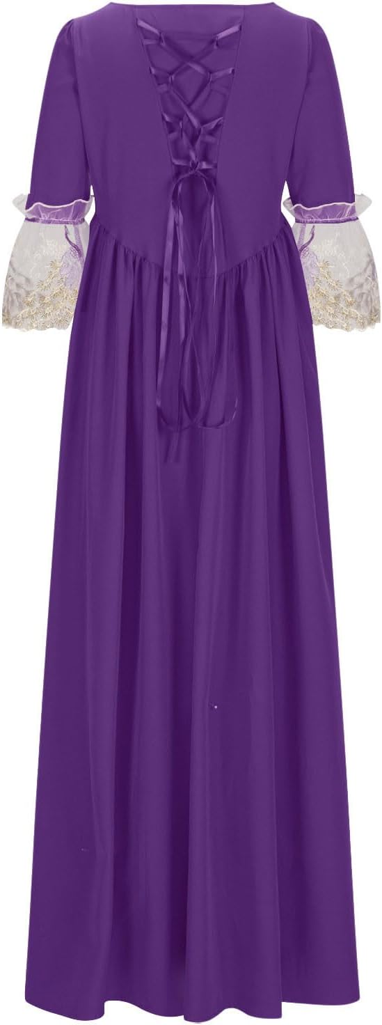 Renaissance Dress Women Vintage Gothic Court Dress Bell Sleeve Masquerade Dresses Medieval Retro Swinging Evening Gown