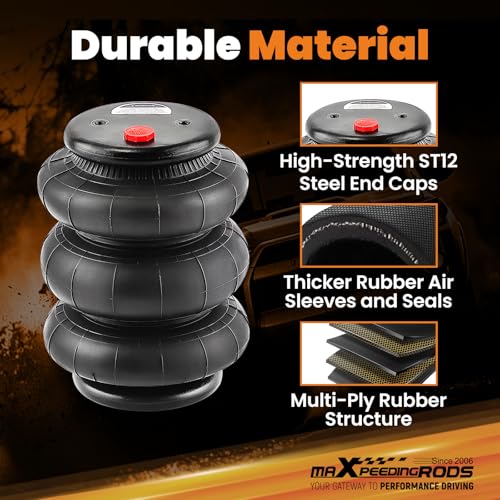 image for maXpeedingrods Pack of 2 Triple Bellow Air Spring 2600 lbs Air Suspens
