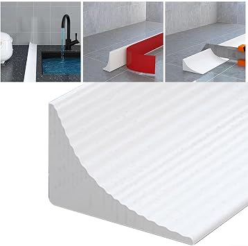 Water Barrier Silicone Water Barriers Seals Strip Kitchen Bathroom Dam Strip Bendable Watering Blocking Seal Wet Room Floor Barrier Threshold Curbless Shower Floor Seal (80cm)