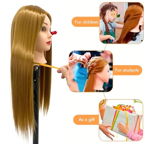 2634-2834 light auburn hair mannequin head practicing braiding cosmetology mannequin head with hair for styling training head for group practice braids skills and have fun