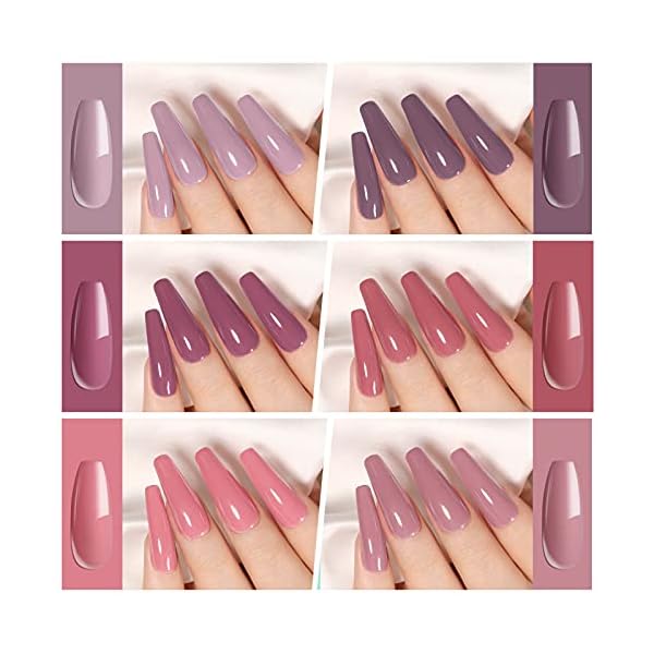UR SUGAR UV Nagellack Nude Gel Nagellack Set, 6 Farben Braun Pink Farbgel Gellack für Gelnägel Shellac Set Soak off UV… – Bild 4
