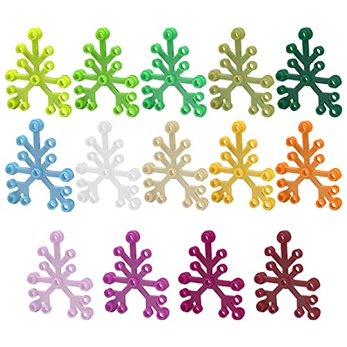 WWEI Bausteine Blätter Pflanze mit 6 x 5 Noppen Blatt Blätter Laub Busch Strauch Leaves 2417, 140 Stück 14 Farben…