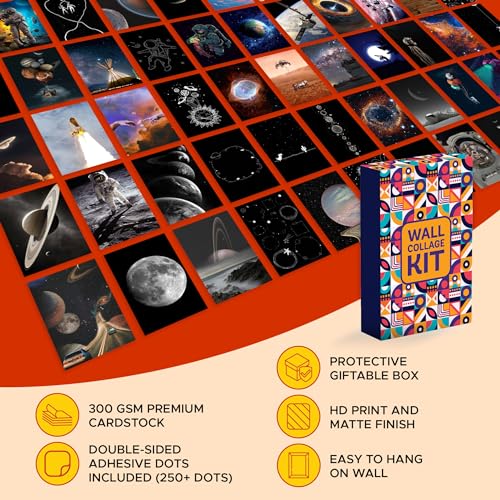 Image of CodersParadise Space Aesthetic Wall Collage Kit - Pack of 54 Galaxy-Themed 4x6 Inch Posters for Bedroom, Dorm & Study Room Decor | Premium Space Wall Art Prints with Glue Dots Included