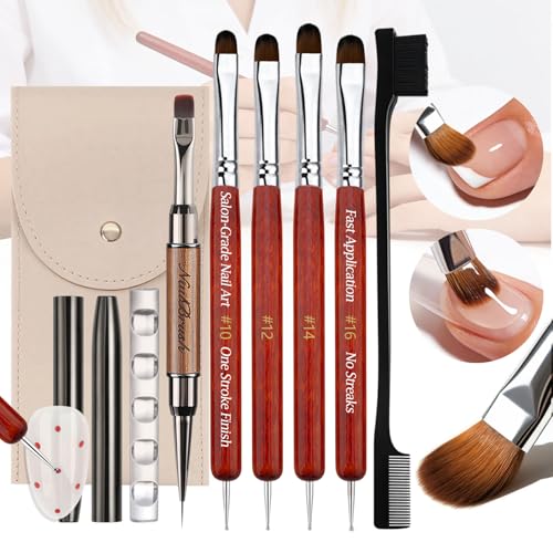 Gel Nail Art Brushes Set: 7Pcs Dense French Tip Brush