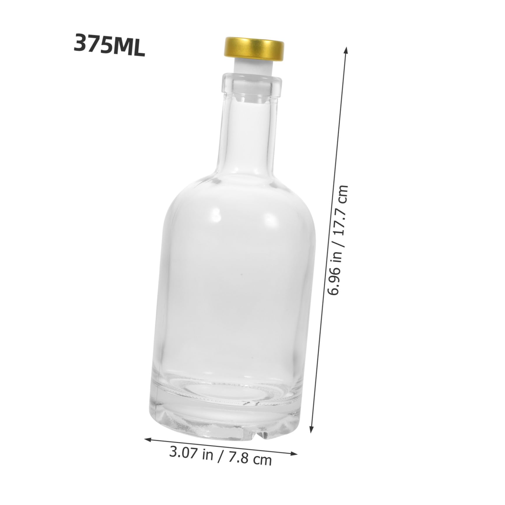 SECFOU Dickwandige Glasflaschen Leicht zu Gießen und Reinigen 375ml 2 Stück-pack Wodkaflaschen mit Weitem Öffnung und Schraubtextur Boden Zufällige Farbe für Riegel Undhause