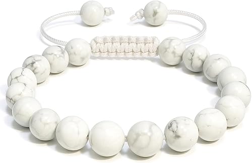 Vista 78 de Adjustable Crystal Bracelet – Gemstone Bead Bracelet with Adjustable Macrame String – Chic Gemstone Bracelet for Men and Women – 8mm Round Healing