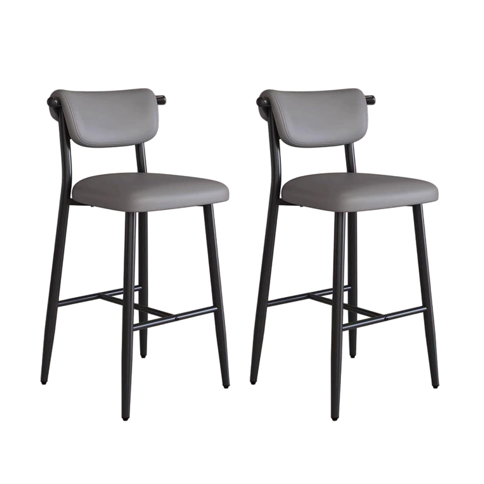 Tabouret de bar avec dossier 65 cm gris foncé lot de 2 pour îlot de cuisine