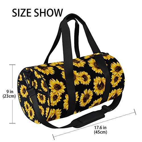 ALAZA Stylish Yellow Sunflower Sports Gym Duffel Bag Travel Luggage Handbag for Men Women