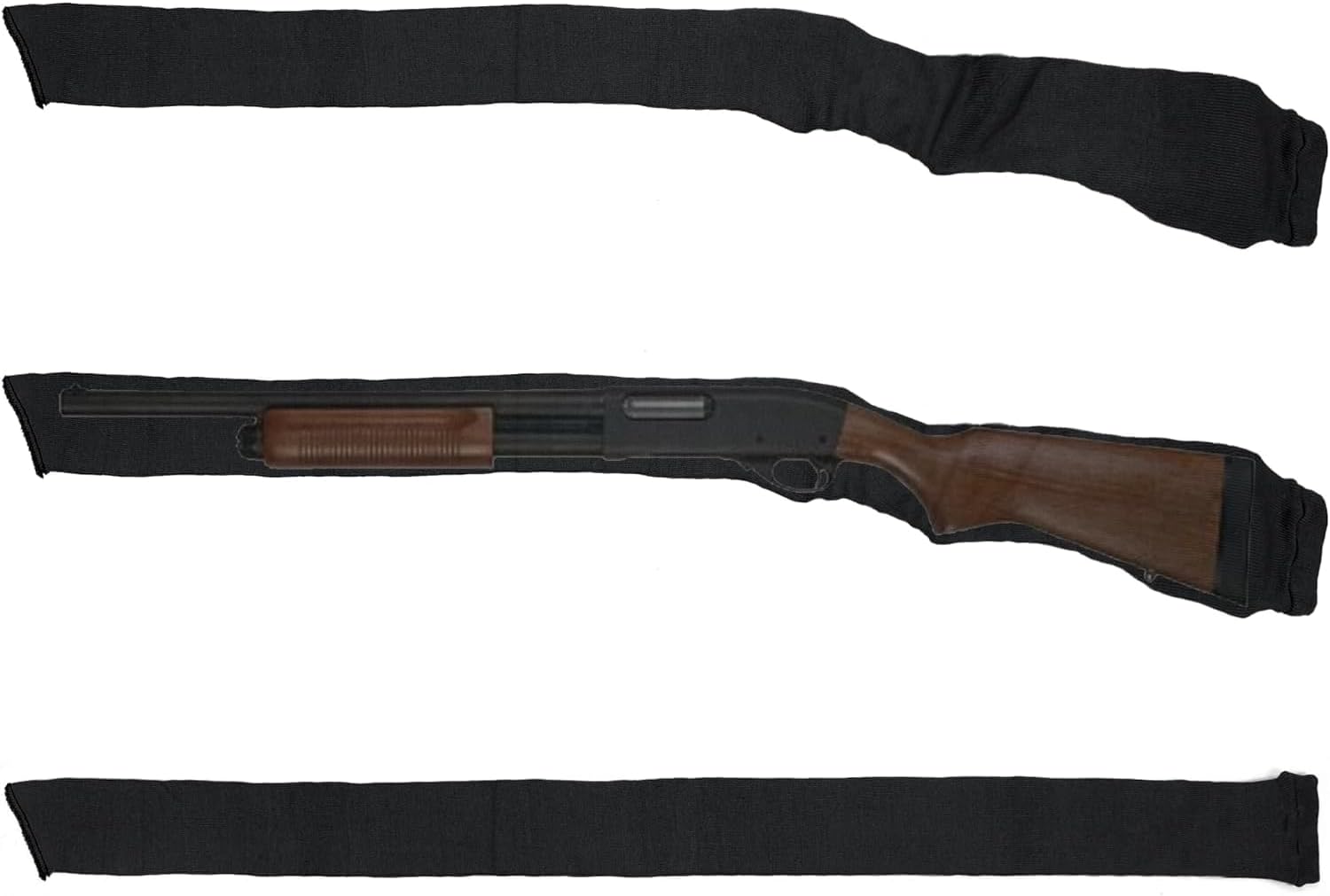 6 in 1 Pack 54x4 Silicone Treated Knit Gun Sock Cover, Non-Destructive, Easy-Slide, Rust-Preventing Rifle Cover Case Fit Most Rifles or Shotguns (Black x 6)