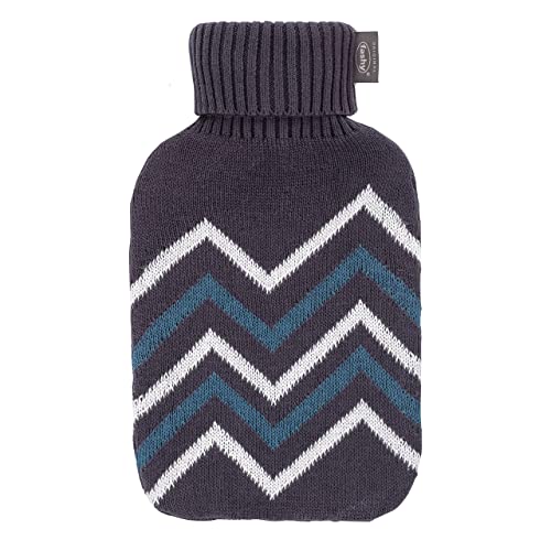 Fashy Wärmflasche mit Strick-Bezug aus Baumwolle, 2,0 L. grau