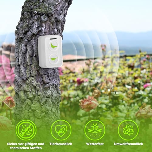 ISOTRONIC mobiler Tauben Vogelschreck mit Ultraschall | mit ON-Off-Schalter für Scheune, Garten, Auto und Garage | besonders hohe Töne, Wechselfrequenz gegen Gewöhnungseffekt | batteriebetrieben