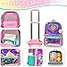 Meetbelify Kids Rolling Backpack for Girls Backpacks with Wheels for Elementary Students Roller Backpack on Wheels with Lunch Box Pencil Case Full Size for Girls