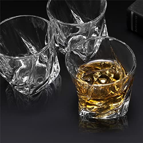 Chunyu Whiskey Glasses Set Of 4 Twisted Glass Tumbler Cups 7 Oz / 210 Ml For Scotch Bourbon Whisky, In Gift Box #TOP2