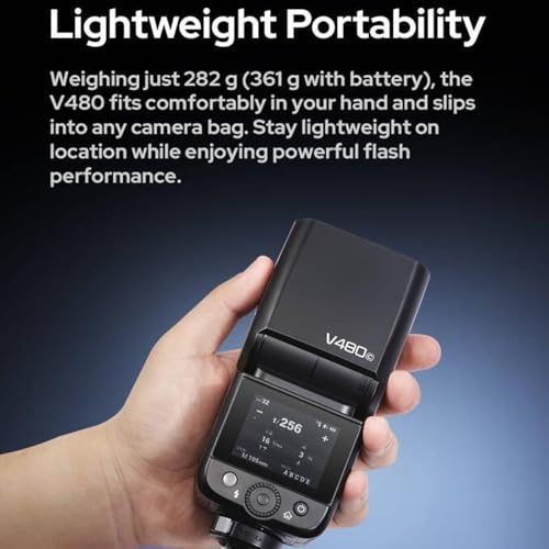Image of Godox V480O TTL Camera Flash for Olympus Camera Flash Speedlite Speedlight Light,GN50,2.4G HSS 1 /8000s,650 Full-Power Flashes,1.7s Recycle Time,10 Levels LED Modeling Lamp