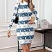 Women's Slim Fit Round Neck Tunic Dress Long Sleeve Comfortable Fall Dresses Printed Fashion Casual Short Dress