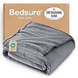 Bedsure GentleSoft Fleece Throw Blanket for Couch Grey - Lightweight Plush Fuzzy Cozy Soft Blankets and Throws for Sofa, 50x60 inches