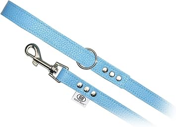 BUDDY BELT All Pebble Grain Leather Leash Blue - Premium Edition 3/4" x 4