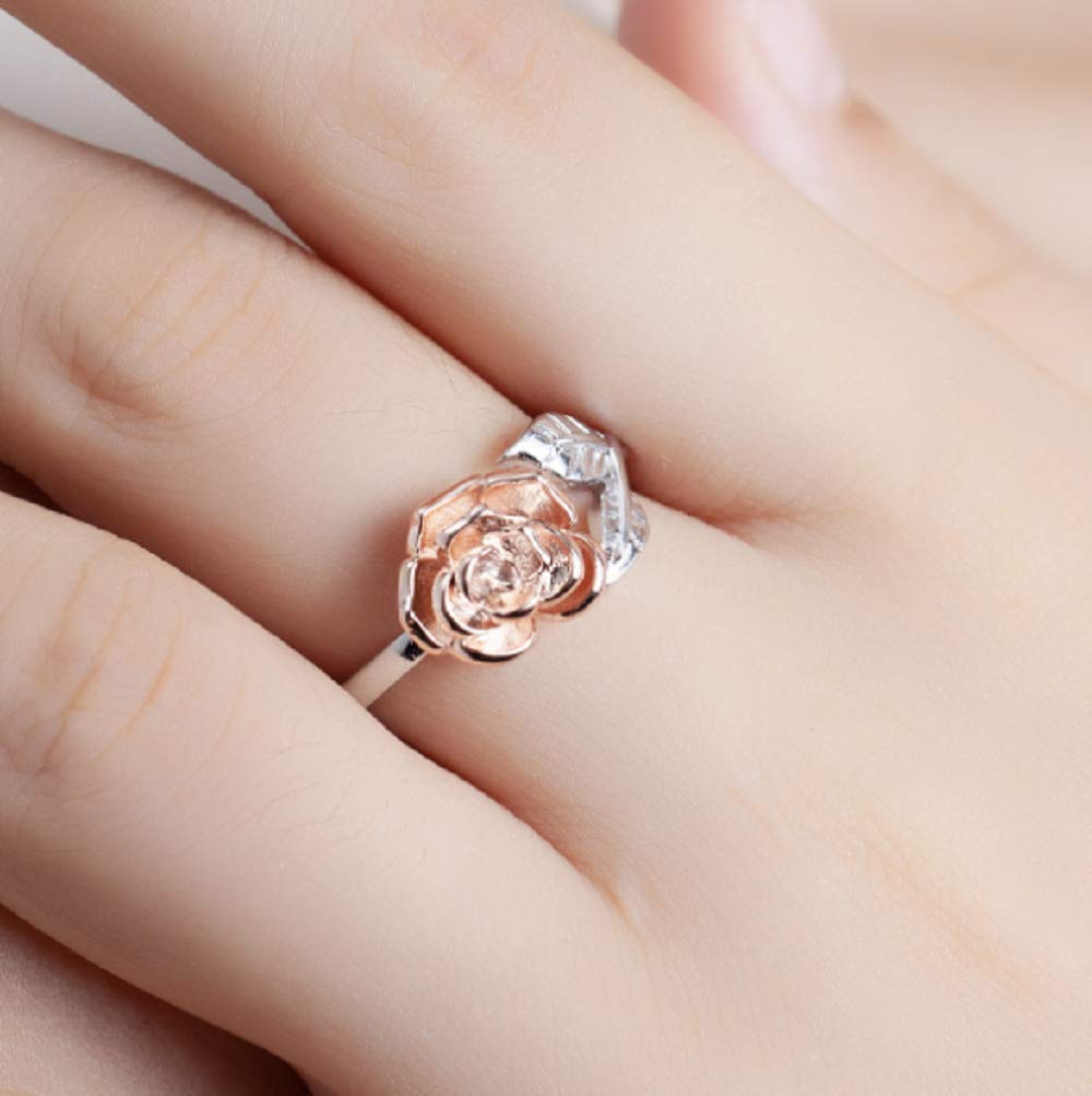 Qings Adjustable Spring Ring for Women, 925 Sterling Silver, Open Ring, Jewellery, Gift for Birthday, Anniversary, Wood