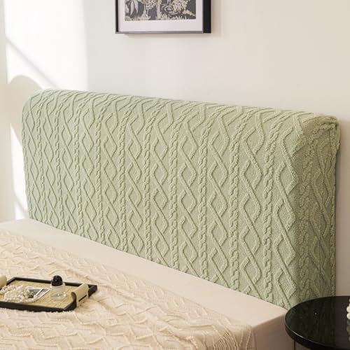 Image of HOMETHREADS Stretchable Lycra /Velvet Headboard Cover | Soft, Dust-Proof & Wrinkle-Resistant Bed Back Protector | Fits Leather, Wooden & Fabric Bedsides | for 5ft to 6.5ft Beds (Green, 175x65cm)