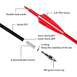 LWANO Carbon Arrow Archery 30inch Hunting Target Practice Arrows for Compound & Recurve Bow Spine 500 with Removable Tips (Pack of 12)(Red)