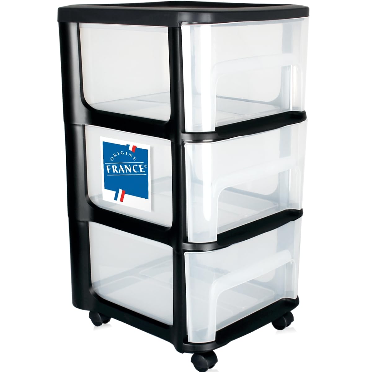 Schubladenschrank mit Rollen 3 transparenten Schubladen Rollcontainer aus Kunststoff Rollwagen Rollschrank Küche, Haushalt & Wohnen