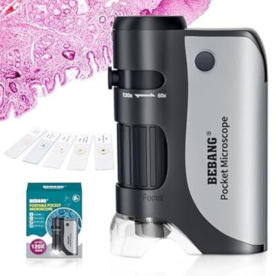 BEBANG Pocket Microscope,60X-120X Handheld Mini...