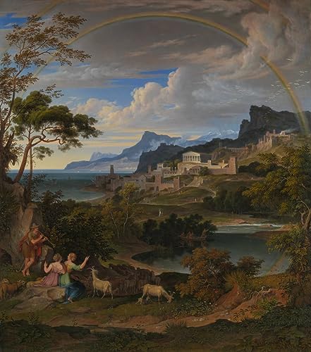 Tableau Toile Paysage Héroïque avec Arc-en-Ciel de Anton Décoration Murale SERENDIPITP 60x90cm