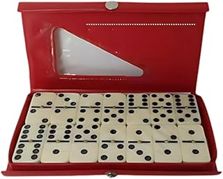 Jogo de Dominó Profissional de Osso com 28 Peças – Luxo, Tradicional e Resistente, Acompanha Estojo (Vermelho)