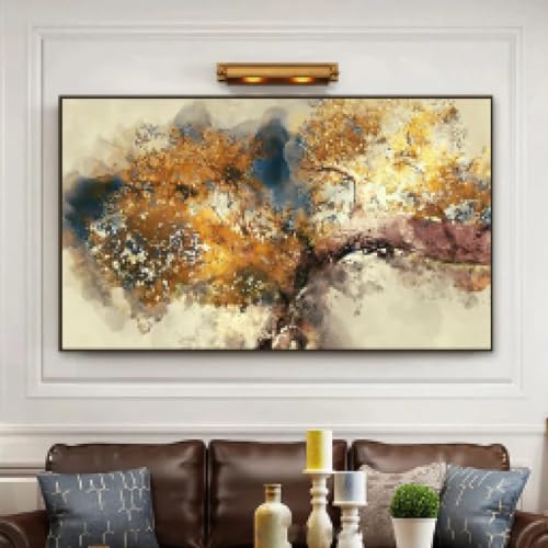 Affiche moderne sur toile pour salon avec texture abstraite jaune et marron