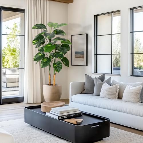 擬似ゴールデンポトス 人工シンダプサス バナナ皮巻き幹 観葉造花 インドア装飾ポット付き ホーム & オフィス用 床置き人工植物 [5]