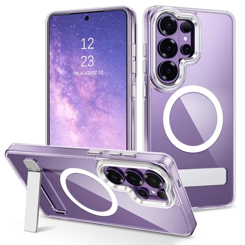 YINLAI Coque pour Samsung Galaxy S26 Ultra Magnétique Compatible avec MagSafe, Béquille Galaxy S26 Ultra avec 3 Modes de Support, Transparente Dur PC...