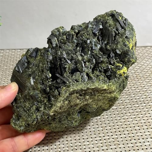 Beautiful Green Tourmaline Crystal Rough Stone Rock Ornaments (Size : 550-600g)