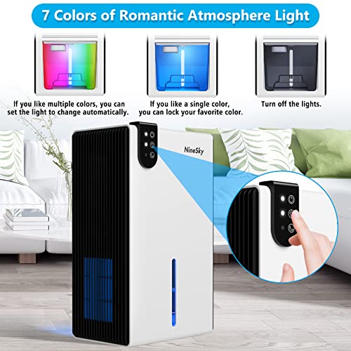 Ninesky Dehumidifier For Home, 95 Oz Water Tank, (800 Sq.ft) Dehumidifiers For Bathroom, Bedroom With Auto Shut Off, 7 Colors Led Light #TOP2