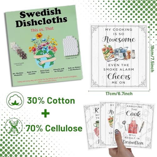 Deorfuy Funny Swedish Dishcloths for Kitchen - 6PCS Funny Kitchen Wash Cloths for Dishes Reusable, Cooking Themed Washable Sponge Towels Gifts for Home Party Cleaning Housewarming