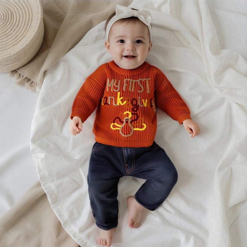 My First Thanksgiving Baby Outfit Infant Girl Boy Long Sleeve Knit Thanksgiving Sweater Fall Winter Clothes3