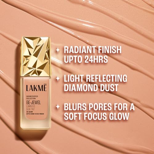 Image of LAKME Be-Jewel Luminous Skin Tint, 25ml, for Radiant, Smooth and Luminous Finish, with Light-Reflecting Polymers, 24HR Filter-Like Wear, Liquid Foundation for Women Dry Skin, for Women - Cool Ivory