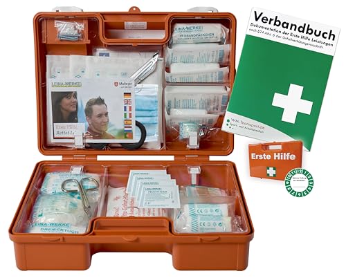 BETRIEBS VERBANDSKASTEN Erste Hilfe Koffer DIN 13157 Verbandkasten + Wandhalter orange 500200