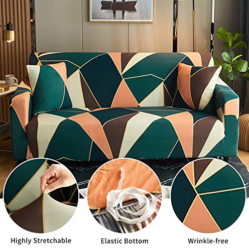 Joydream Stretch Sofa Slipcovers 1 Piece Loveseat Cover Sofa Covers For 2 Cushion Couch Printed Couch Covers 2 Seater Sofa Cover With 1 Pillowcase (Medium, Geometric) #TOP3